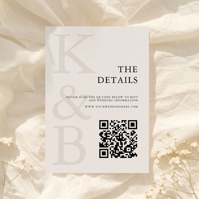 Modern Black and Ivory Monogram Minimalist Wedding Enclosure Card (Creator Uploaded)