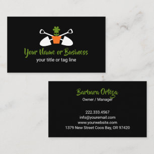 Modern Black and Lime Green Landscaping Business Card