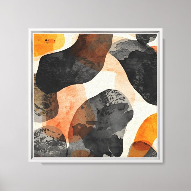 Modern Black and Orange Abstract Canvas Print (Front)