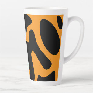 Modern Black and Orange Freeform Pattern Latte Mug