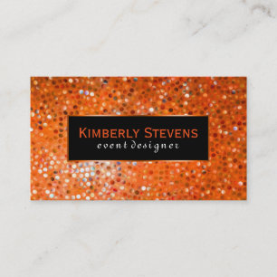 Modern Black And Orange Glitter & Sparkles Business Card