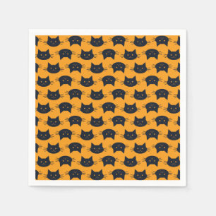 Modern Black and Orange Halloween Cats Napkin