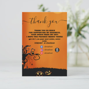 Modern Black and Orange Halloween  Thank You Card