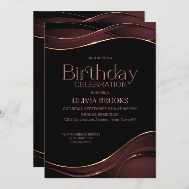 Modern Black and Pink Birthday Party Invitation (Front/Back)