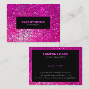 Modern Black And Pink Glitter & Sparkles Business Card