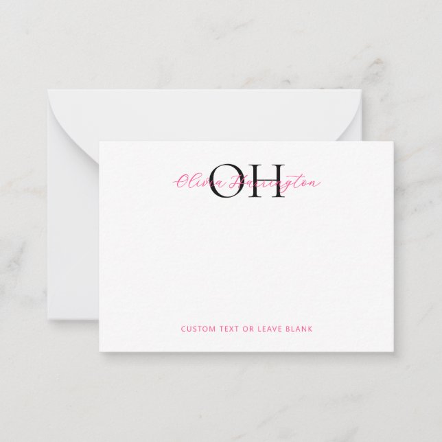Modern Black and Pink Script Classic Typography Card (Front)