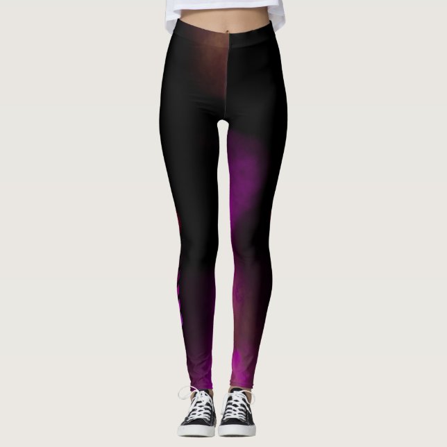  Modern Black and Pink sport LEGGINGS (Front)