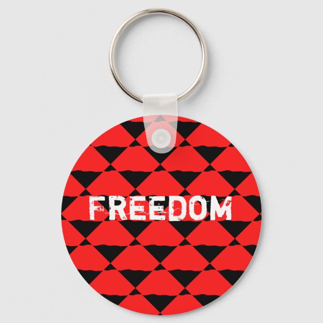 Modern Black and Red Abstract Pattern Key Ring (Front)