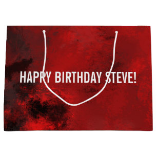 Modern Black and Red Artistic Abstract  Birthday Large Gift Bag