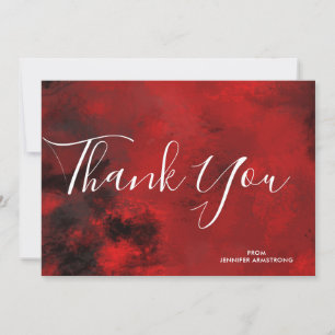 Modern Black and Red Artistic Abstract Thank You Card