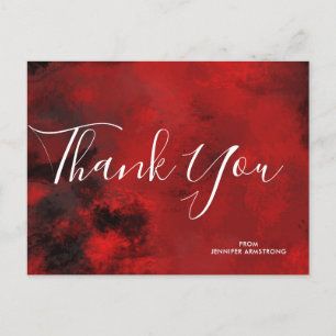 Modern Black and Red Artistic Abstract Thank You Postcard