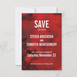 Modern Black and Red Artistic Abstract Wedding Save The Date
