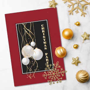 Modern Black and Red Christmas Party Invitation