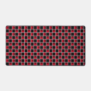 Modern black and red diamond pattern desk mat