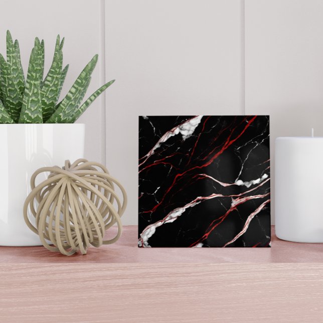 Modern Black and Red Faux Marble Pattern Tile (Creator Uploaded)