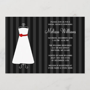 Modern Black and Red Gown Bridal Shower Invitation