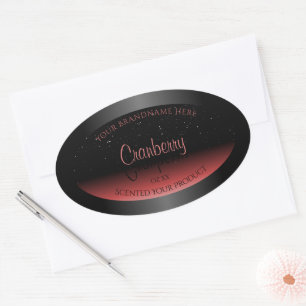 Modern Black and Red Ombre Glitter Product Labels