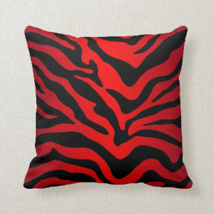 Modern black and red Zebra print Cushion