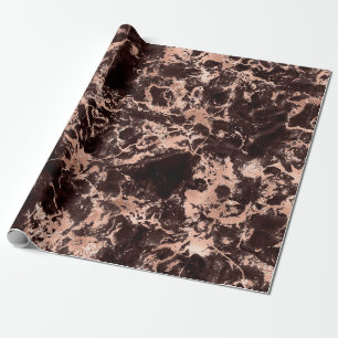 Modern Black and Rose Gold Marble Pattern Wrapping Paper