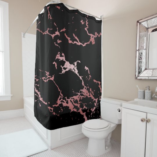 Modern Black and Rose Gold Shower Curtain | Zazzle.co.uk