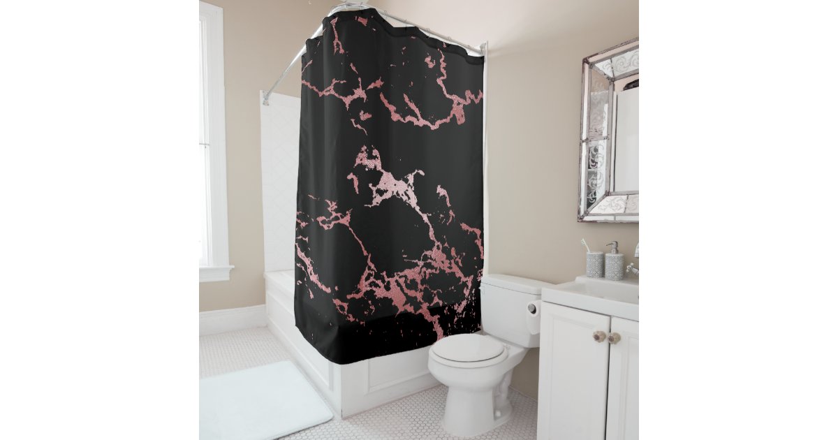 Modern Black And Rose Gold Shower Curtain Zazzle Co Uk