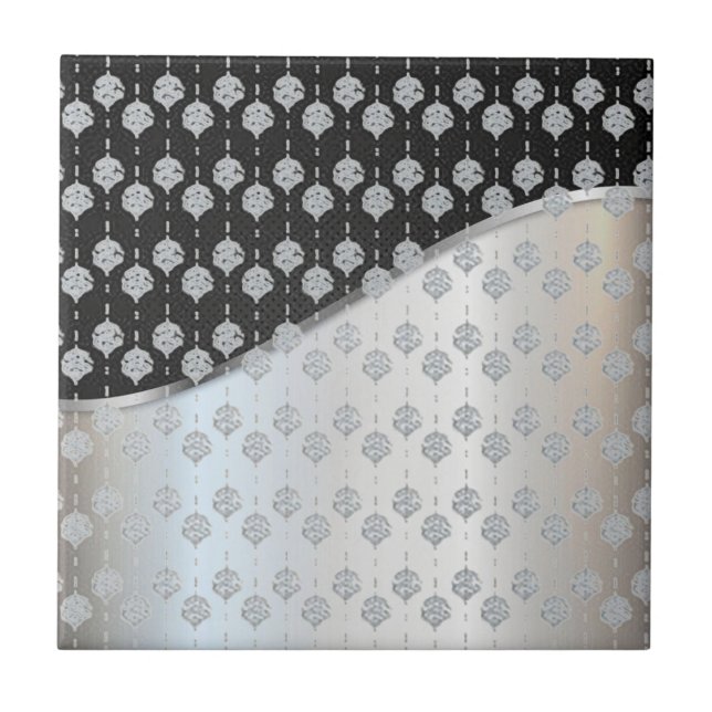 Modern Black and Silver Ceramic Tile (Front)