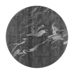 Modern Black and Silver Marble Pattern Cutting Board