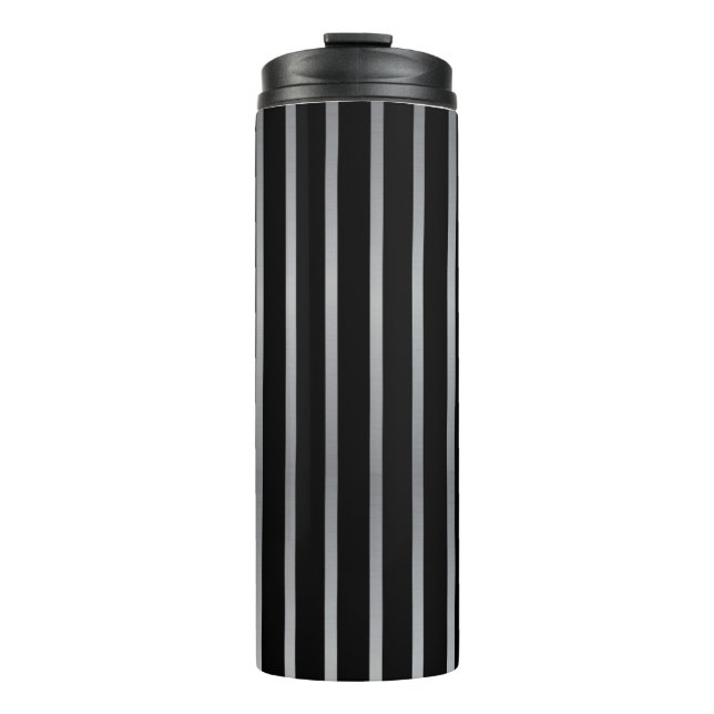 Modern Black and Sliver Stripe  Thermal Tumbler (Front)