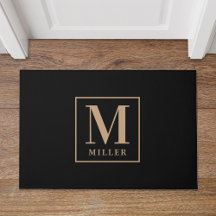 Modern Black and Tan Family Name Monogram