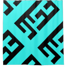 Modern Black and Teal Shower Curtain 2
