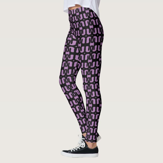 Modern Black and Violet Leggings (Left)