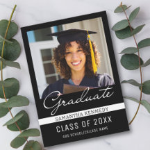 Modern Black and White 2025 Graduation Photo