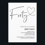 Modern Black and White 40th Birthday Party Invitation<br><div class="desc">How exciting,  you're celebrating your 40th Birthday! Invite your family and friends to celebrate your 40th birthday with this cute invitation,  featuring a hand drawn heart and fun quirky font.
Fully customisable with your party details. You can find the matching party decor in my shop.</div>