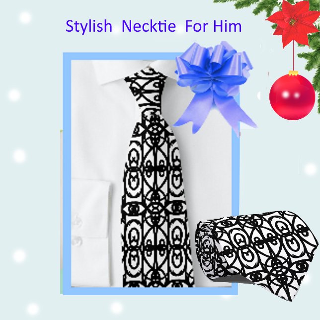 Modern Black and White Abstract Pattern Tie (Creator Uploaded)