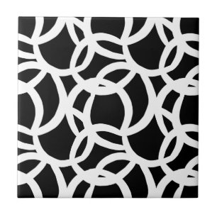 Modern Black and White Abstract Pattern Tile