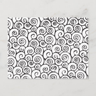 Modern Black and White Abstract Swirly Pattern Postcard