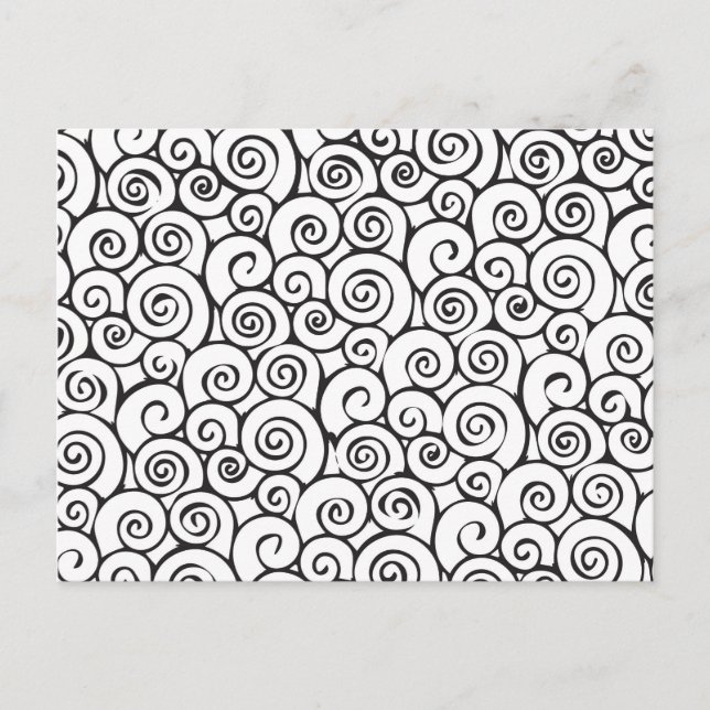Modern Black and White Abstract Swirly Pattern Postcard (Front)