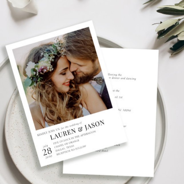 Modern Black and White All in One Photo Wedding Invitation (Creator Uploaded)
