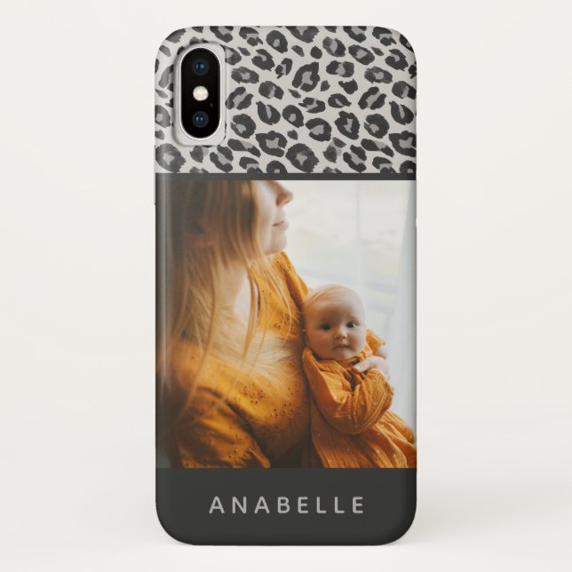 Modern black and white animal leopard print photo Case-Mate iPhone case (Back)