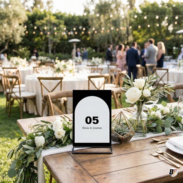 Modern Black and White Arch Wedding Table Number (Creator Uploaded)