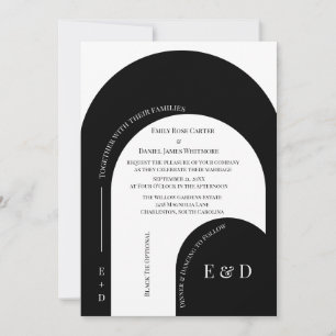 Modern Black and White Arched Wedding Invitation