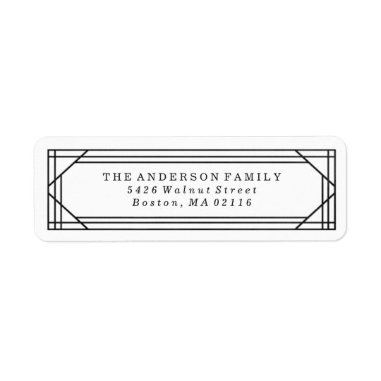 Modern Black and White Art Deco | Holiday Return Address Label