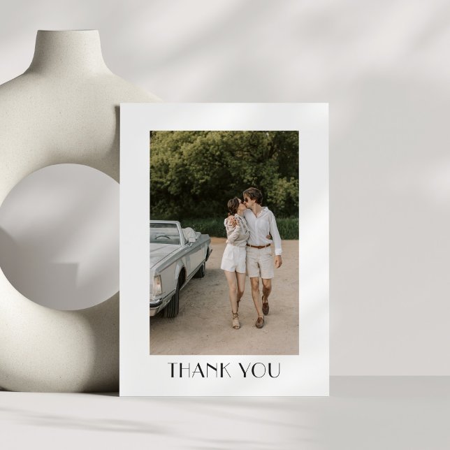 Modern Black and White Art Deco Photo Wedding  Thank You Card (Creator Uploaded)