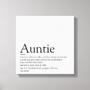 Modern Black and White Aunt Auntie Definition Canvas Print