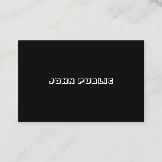 Modern Black And White B&W Elegant Minimalist Business Card (Front)