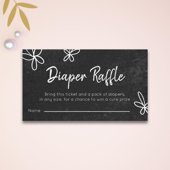 Modern Black and White Baby Shower Diaper Raffle Enclosure Card (Creator Uploaded)