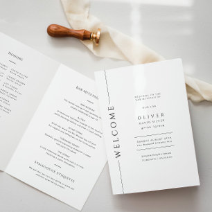 Modern Black and White Bar Mitzvah Booklet Folded Programme