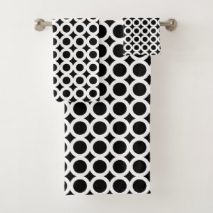 Modern Black and White Bath Towel Set