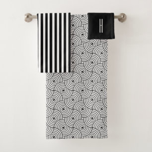 Modern Black and White Bath Towel Set