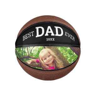 Modern Black And White Best Dad Ever Photo Mini Basketball